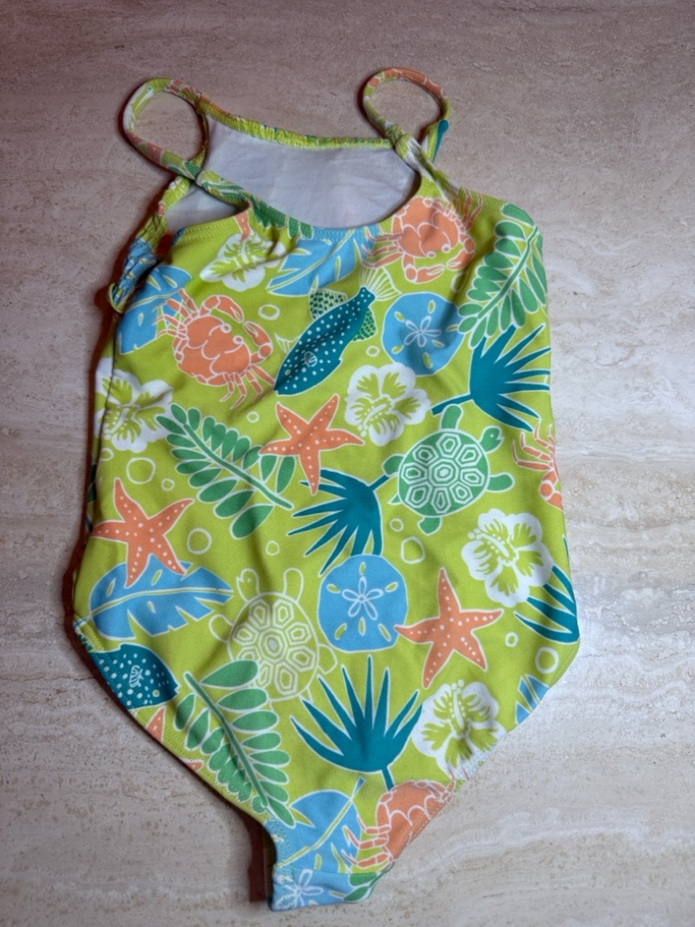 Hartstrings Lime Tropical Print Ruffle One-Piece Swimsuit - Picture 4 of 5